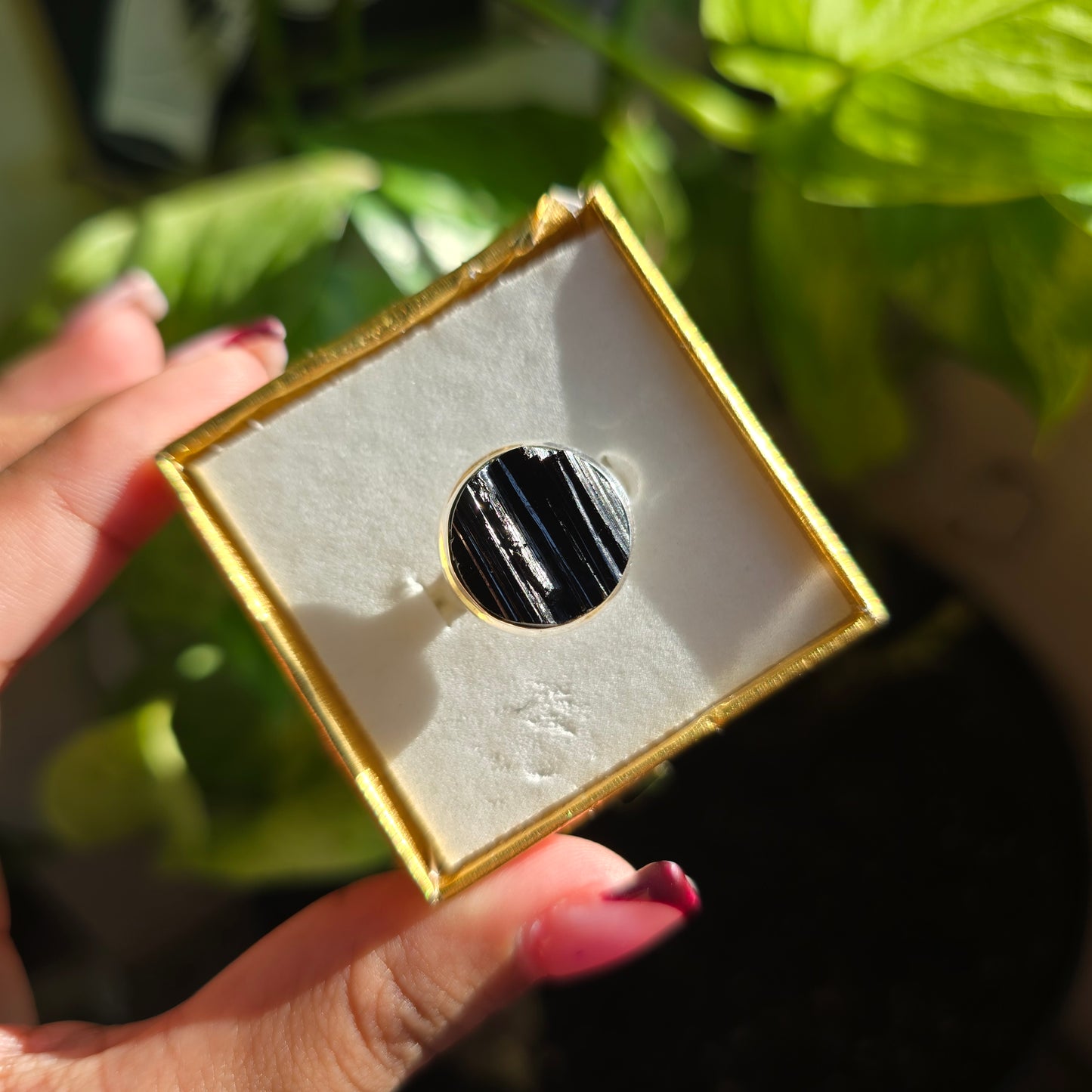 Raw Black Tourmaline Ring - Size 7