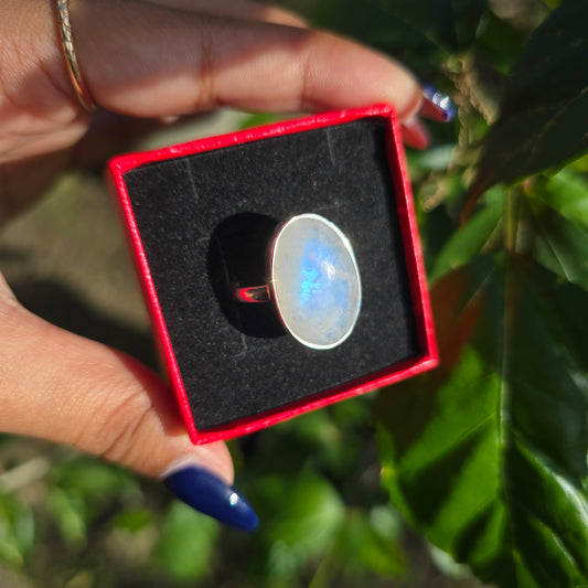 Rainbow Moonstone Ring - Size 10