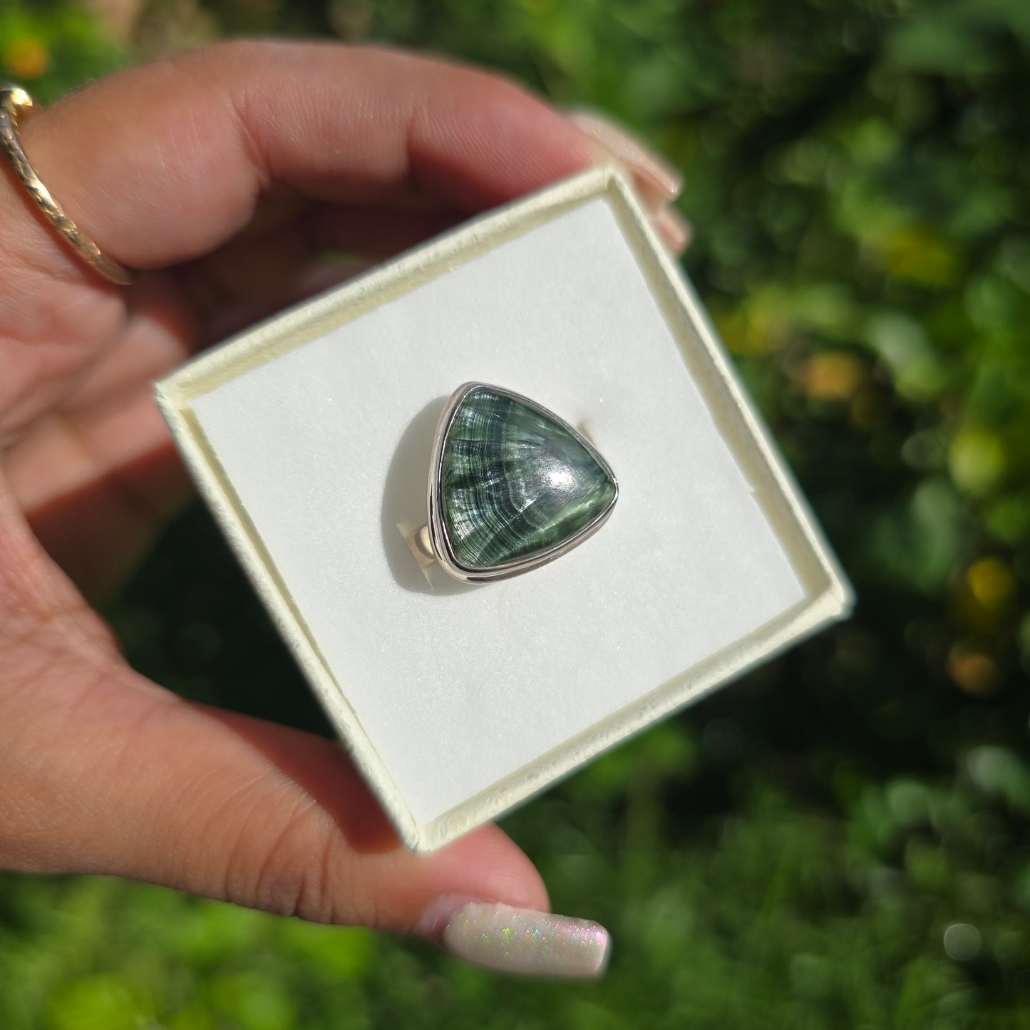 Seraphinite Gemstone Ring - Size 9