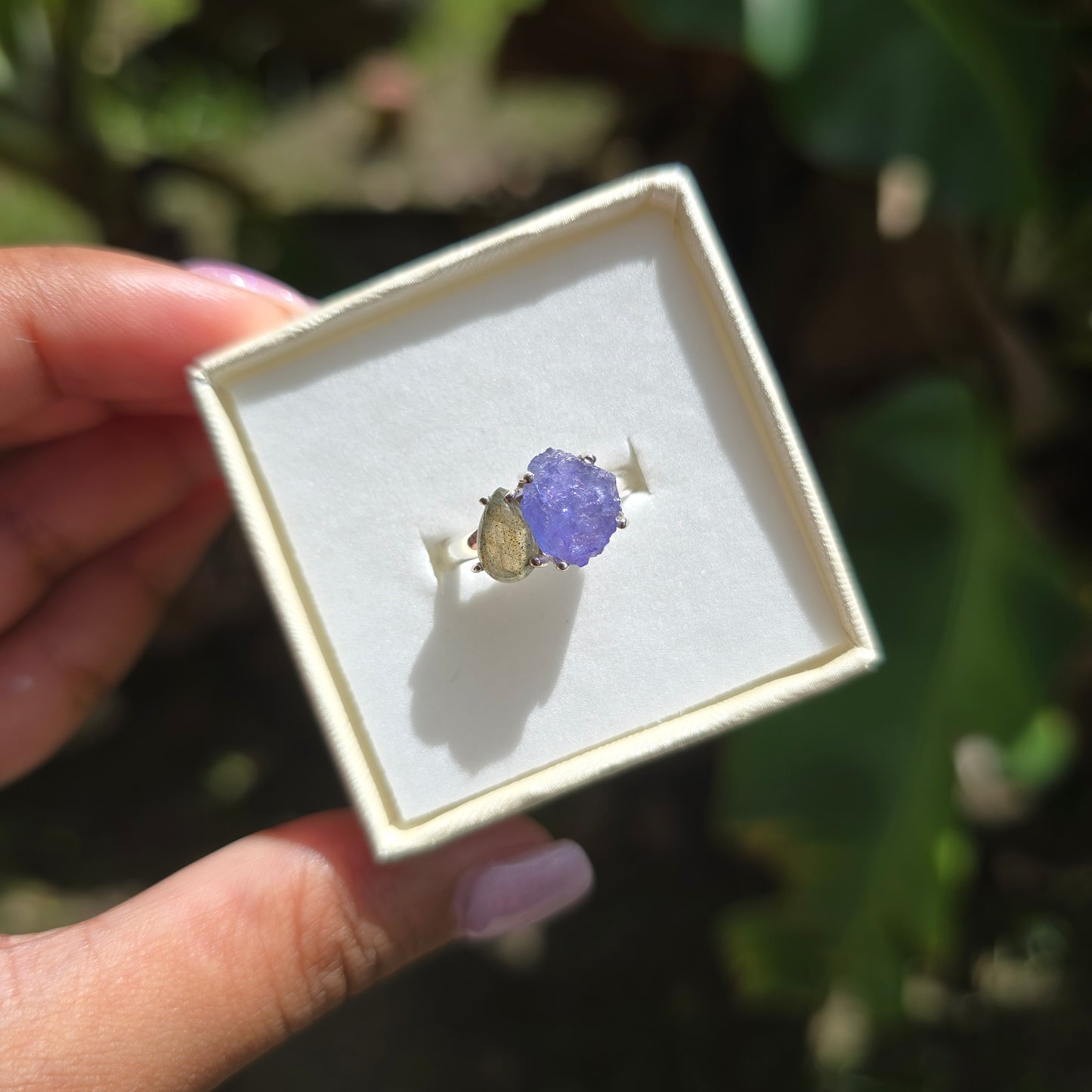 Tanzanite and Labradorite Ring - Size 6