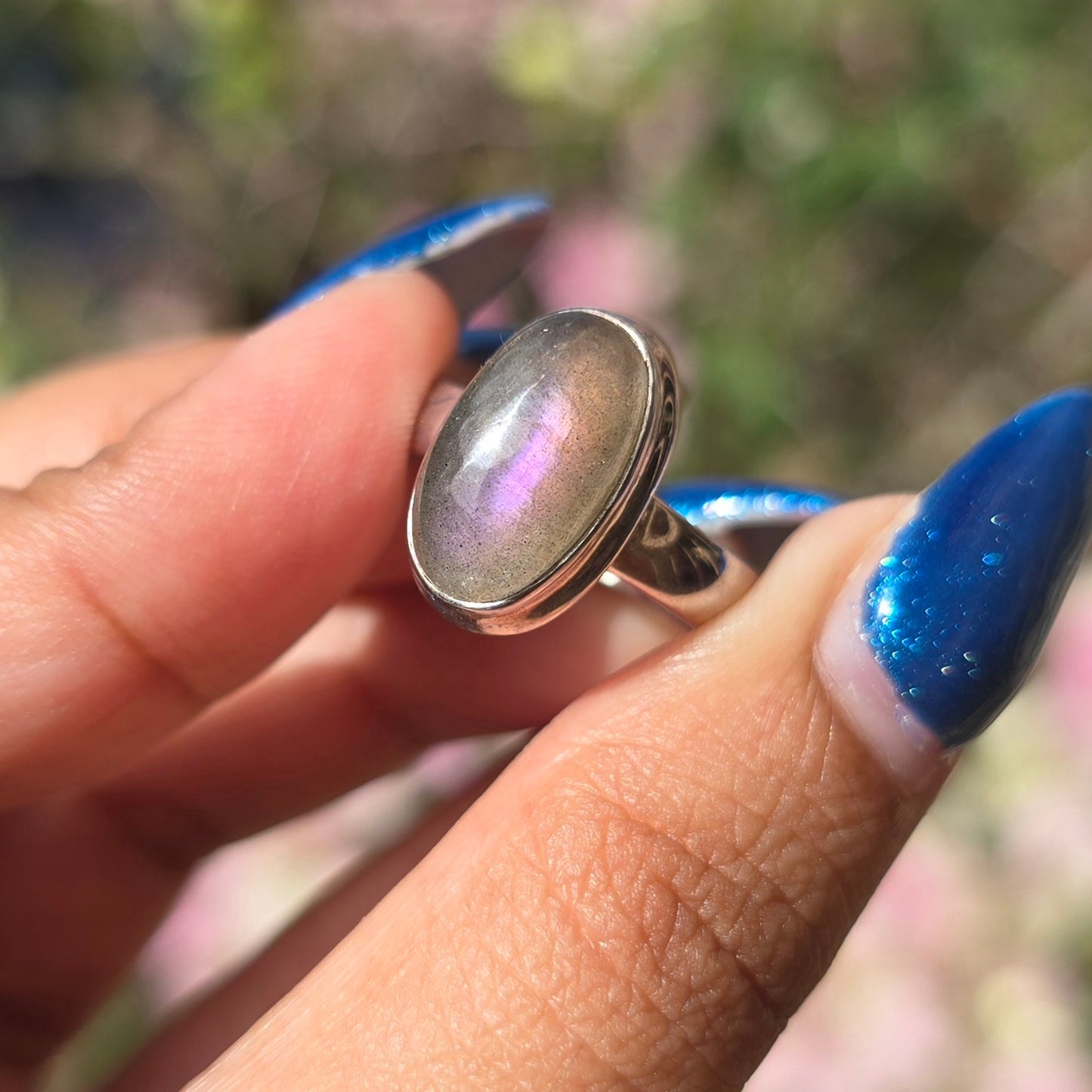 Pink/Purple Labradorite Ring - Size 8