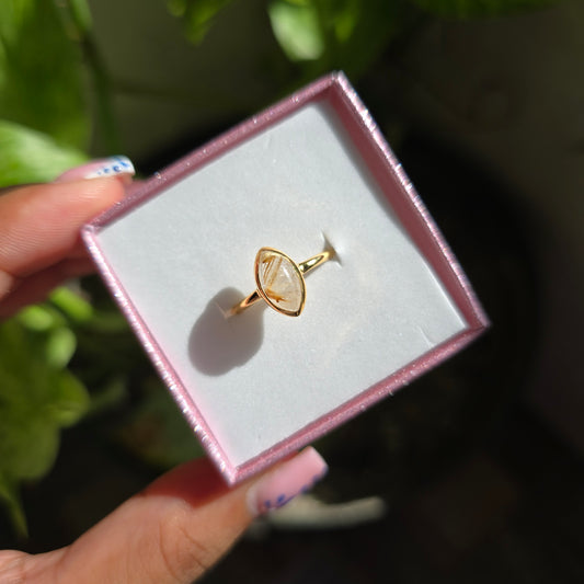 Gold Vermeil Rutile Quartz Ring - Size 6.5