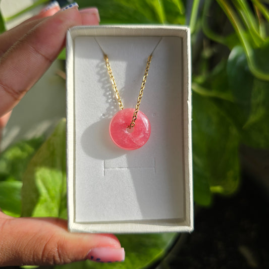 High Quality Rhodochrosite Donut Necklace