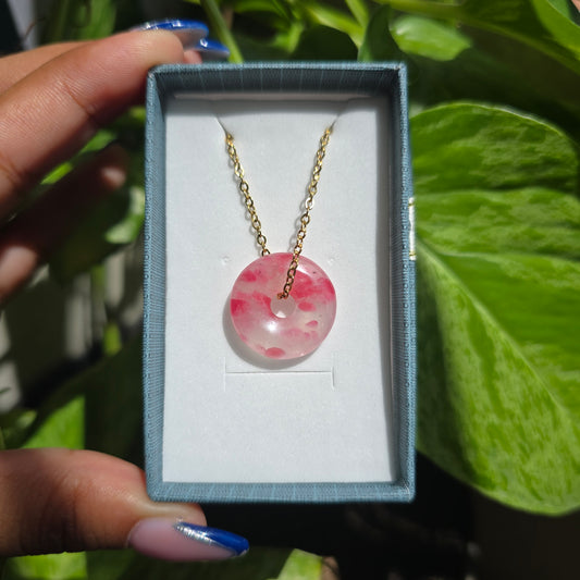 Rhodonite in Quartz Donut Necklace