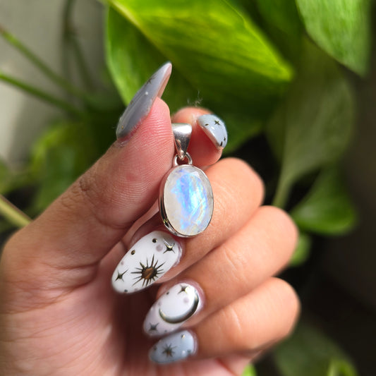 Faceted Rainbow Moonstone Pendant