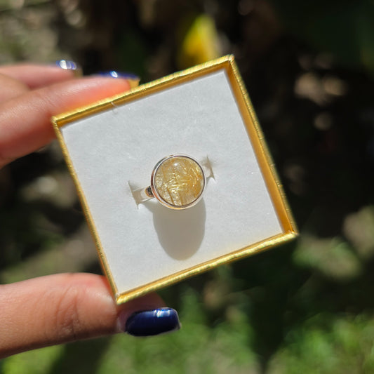 Golden Rutile Quartz  Ring - Size 8