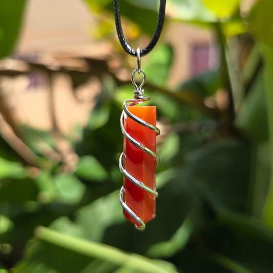 Carnelian Wire Wrapped Pendant