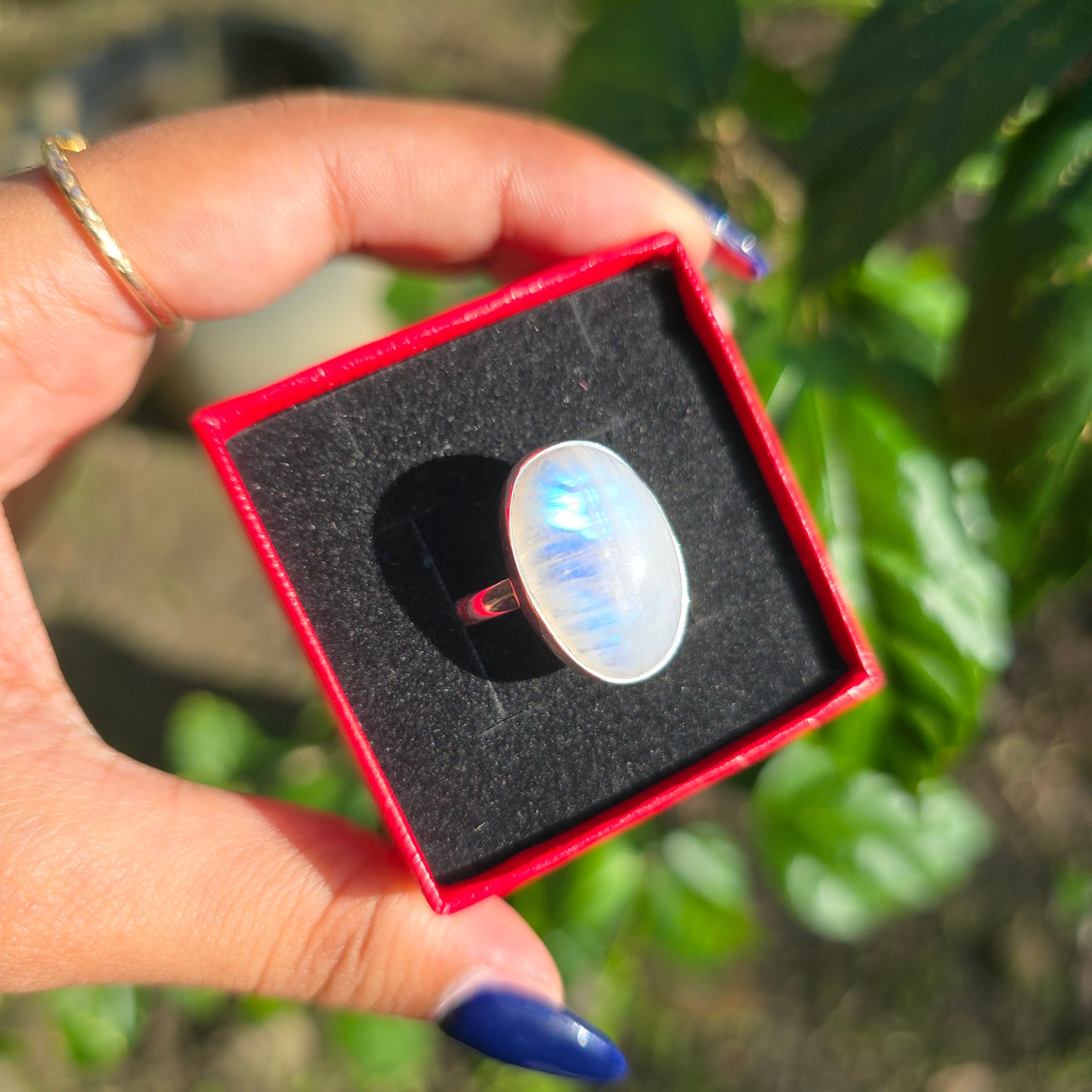Rainbow Moonstone Ring - Size 9