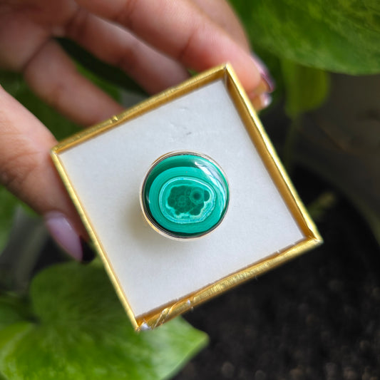 Malachite Gemstone Ring - Size 7