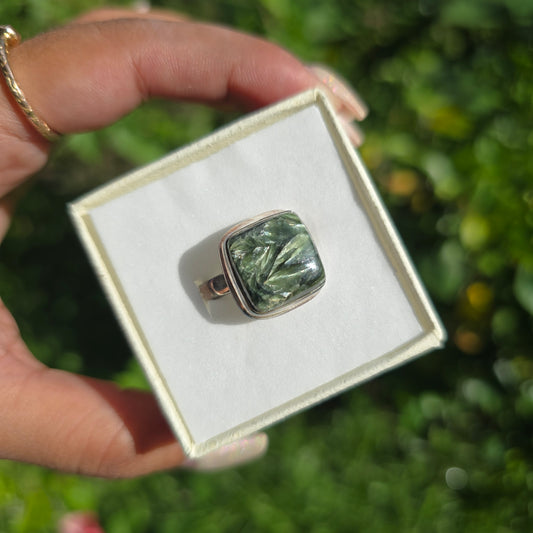 Seraphinite Gemstone Ring - Size 11