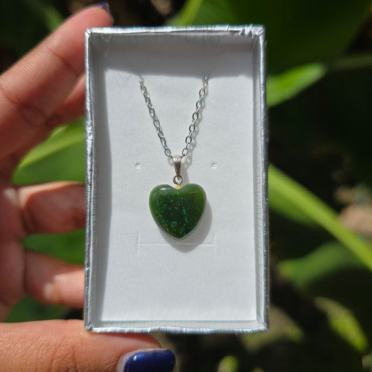 Mini High Quality Nephrite Heart Necklace