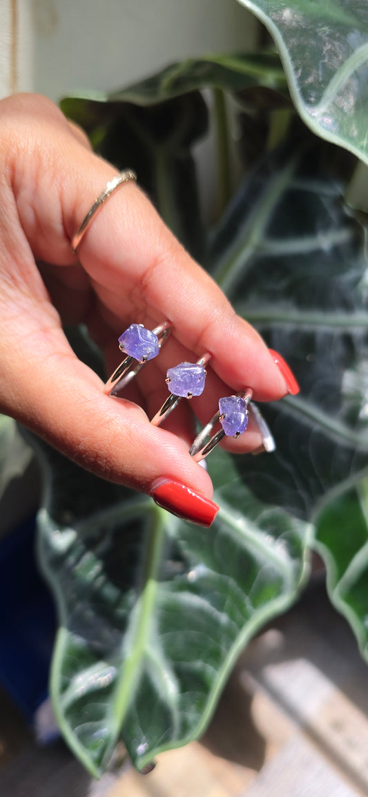 Dainty Raw Tanzanite Ring