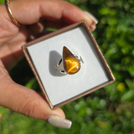 Tiger's Eye Gemstone Ring - Size 6