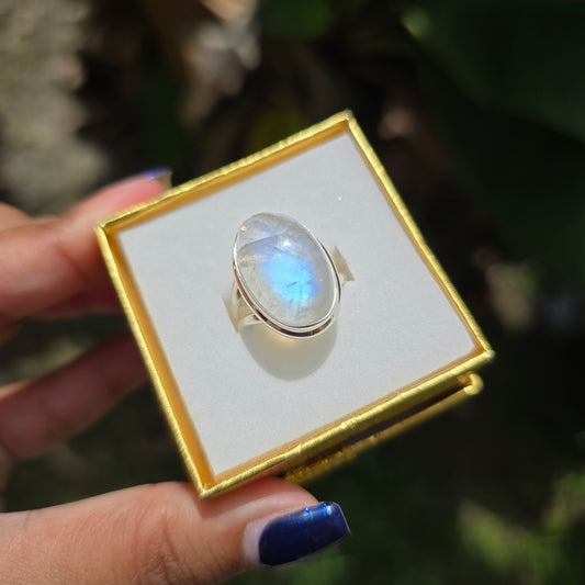 Rainbow Moonstone Ring - Size 7