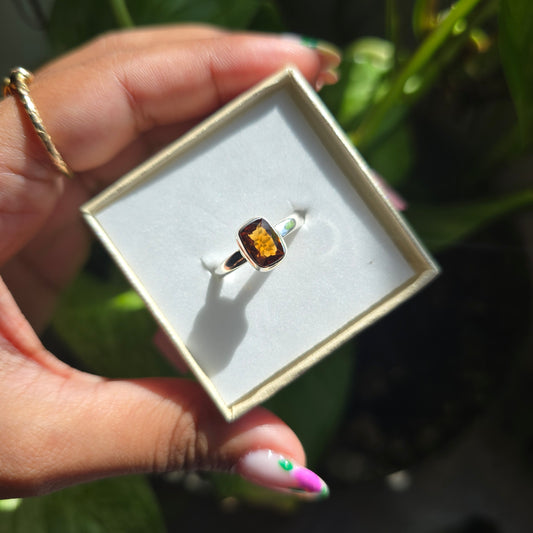 Whiskey Citrine Ring - Size 8