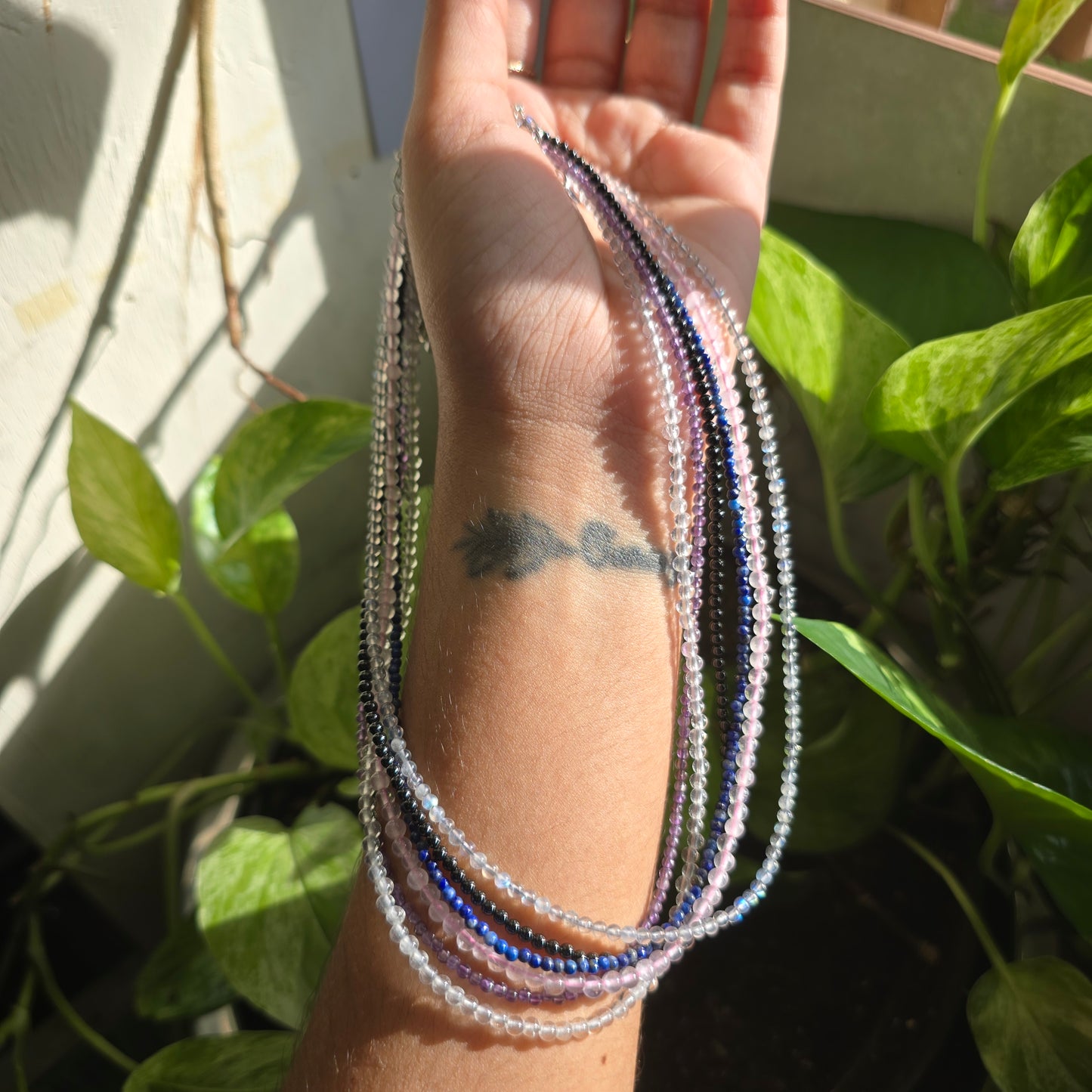 2mm Gemstone Necklace and Bracelet Set