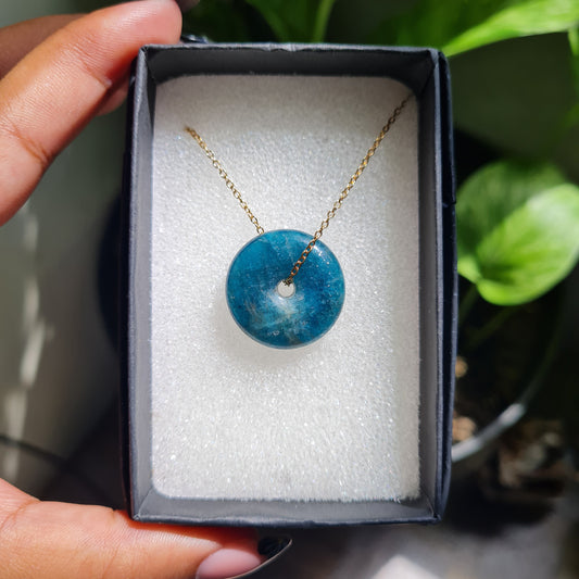 Blue Apatite Donut Necklace