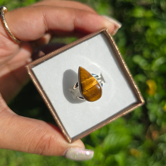 Tiger's Eye Gemstone Ring - Size 5. 5