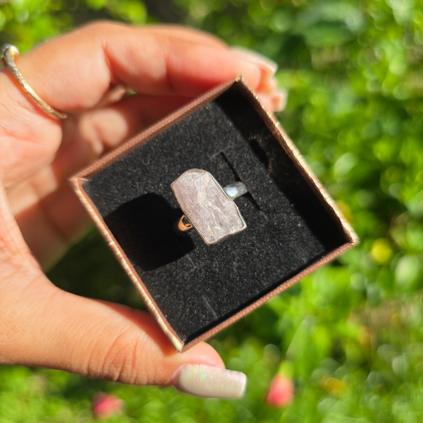 Raw Kunzite Ring - Size 7.5