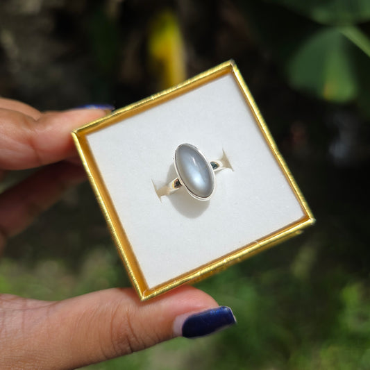 Grey Moonstone Ring - Size 4.5