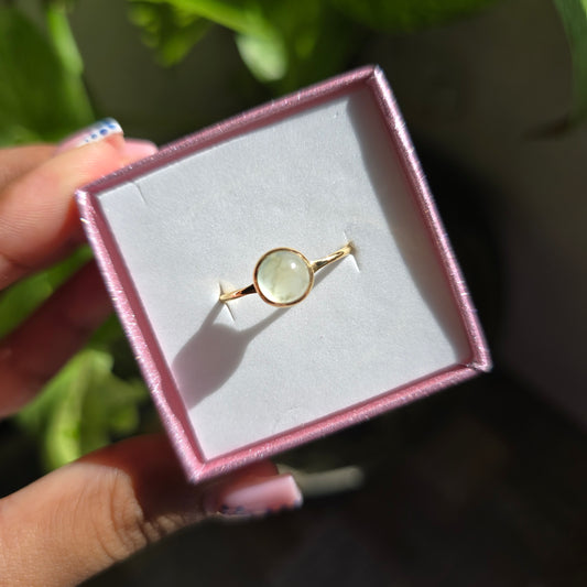 Gold Vermeil Prehnite Ring - Size 9.5