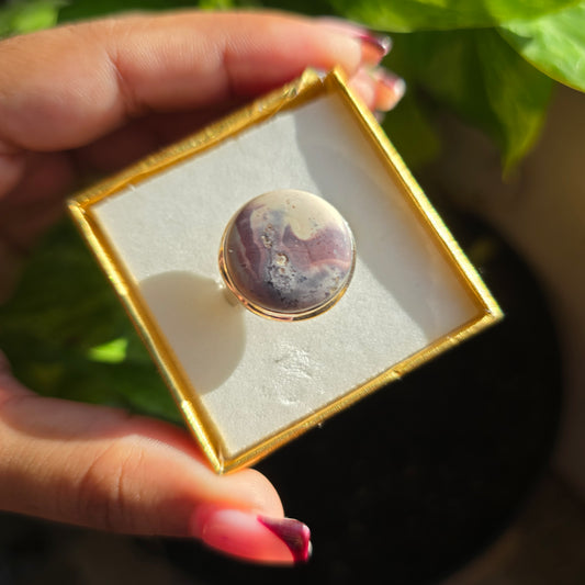 Porcelain Jasper Gemstone Ring - Size 9