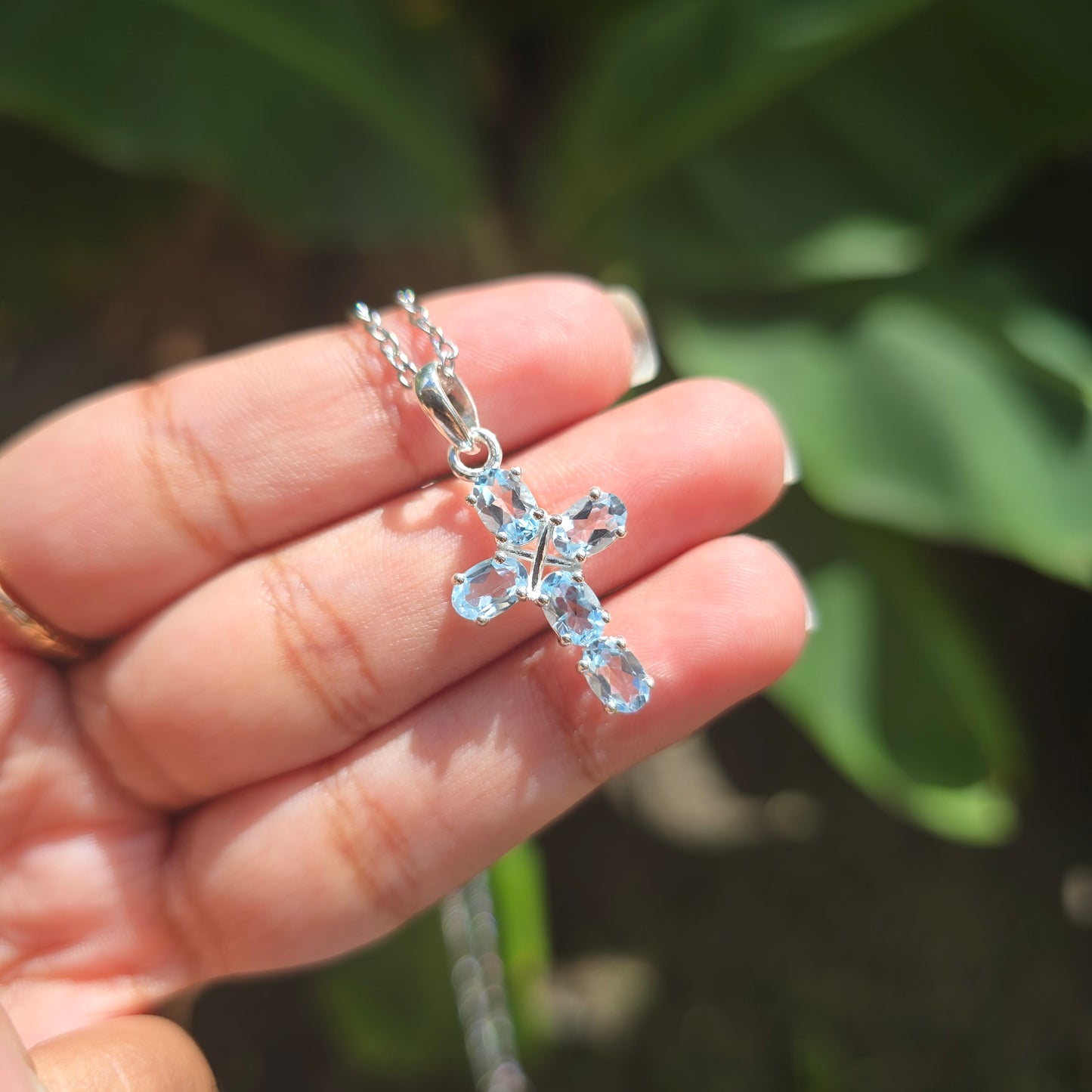 Aquamarine Cross Pendant