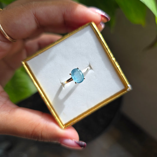 Aqua Kyanite Gemstone Ring - Size 6