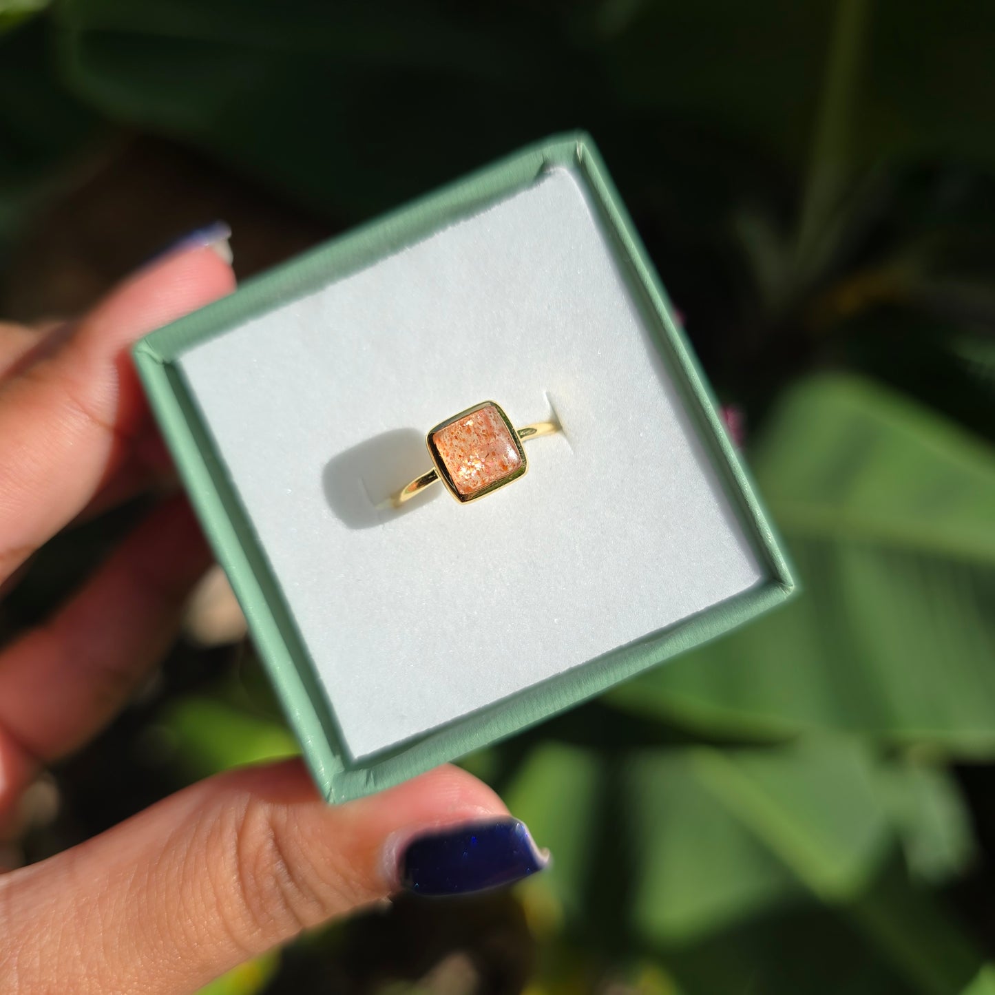 Gold Vermeil Sunstone Ring - Size 4.5