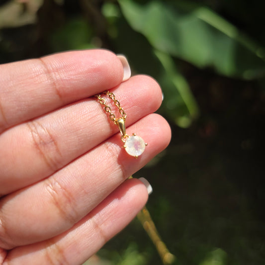 Gold Plated Rainbow Moonstone Pendant