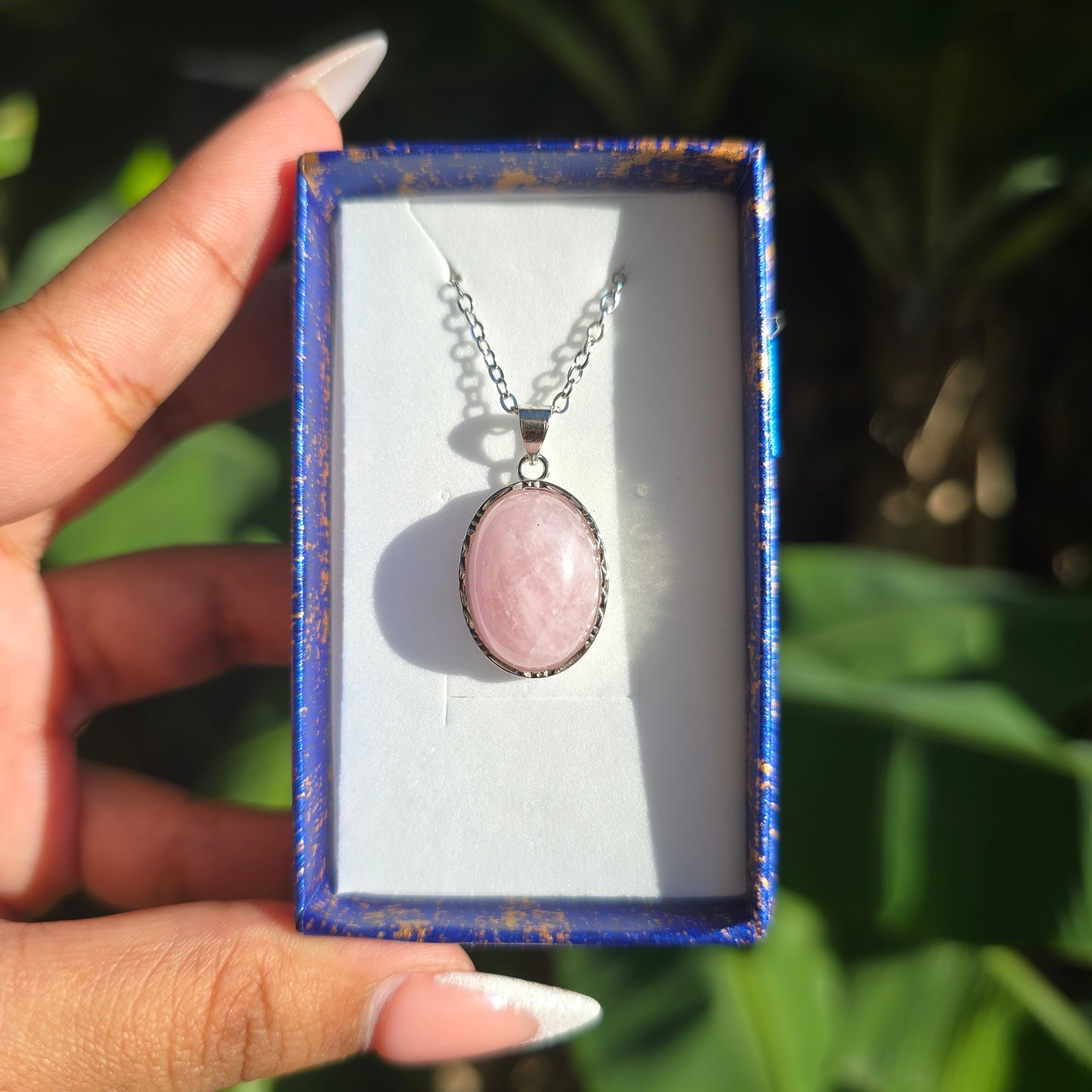 Silver Plated Rose Quartz Necklace