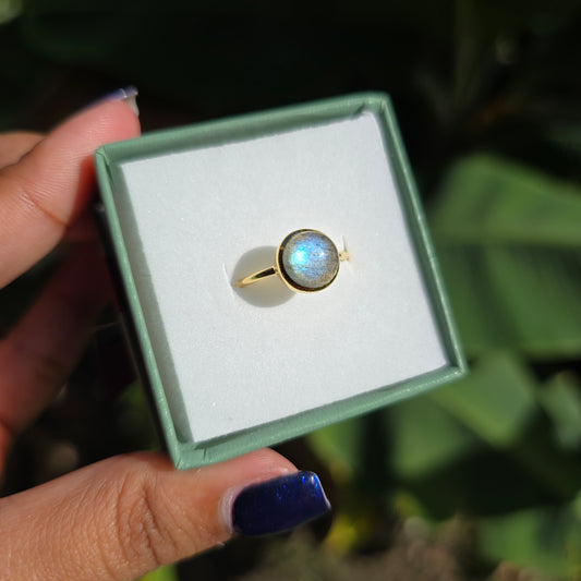 Gold Vermeil Labradorite Ring - Size 5.5