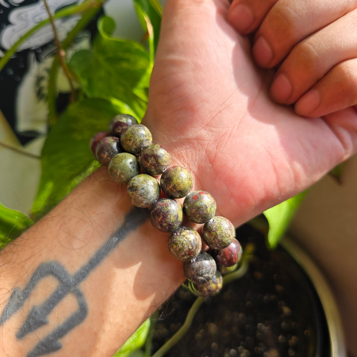 12mm Dragon Blood Jasper Gemstone Bracelet