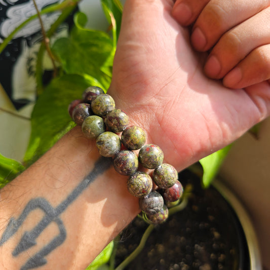 12mm Dragon Blood Jasper Gemstone Bracelet