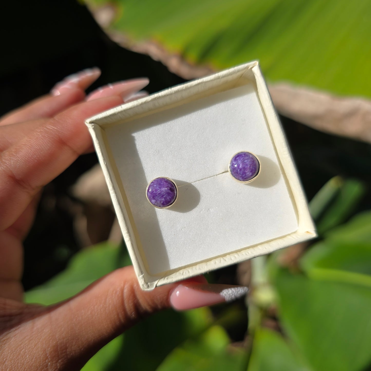 Charoite Stud Earring