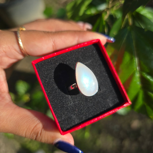 Rainbow Moonstone Ring - Size 9