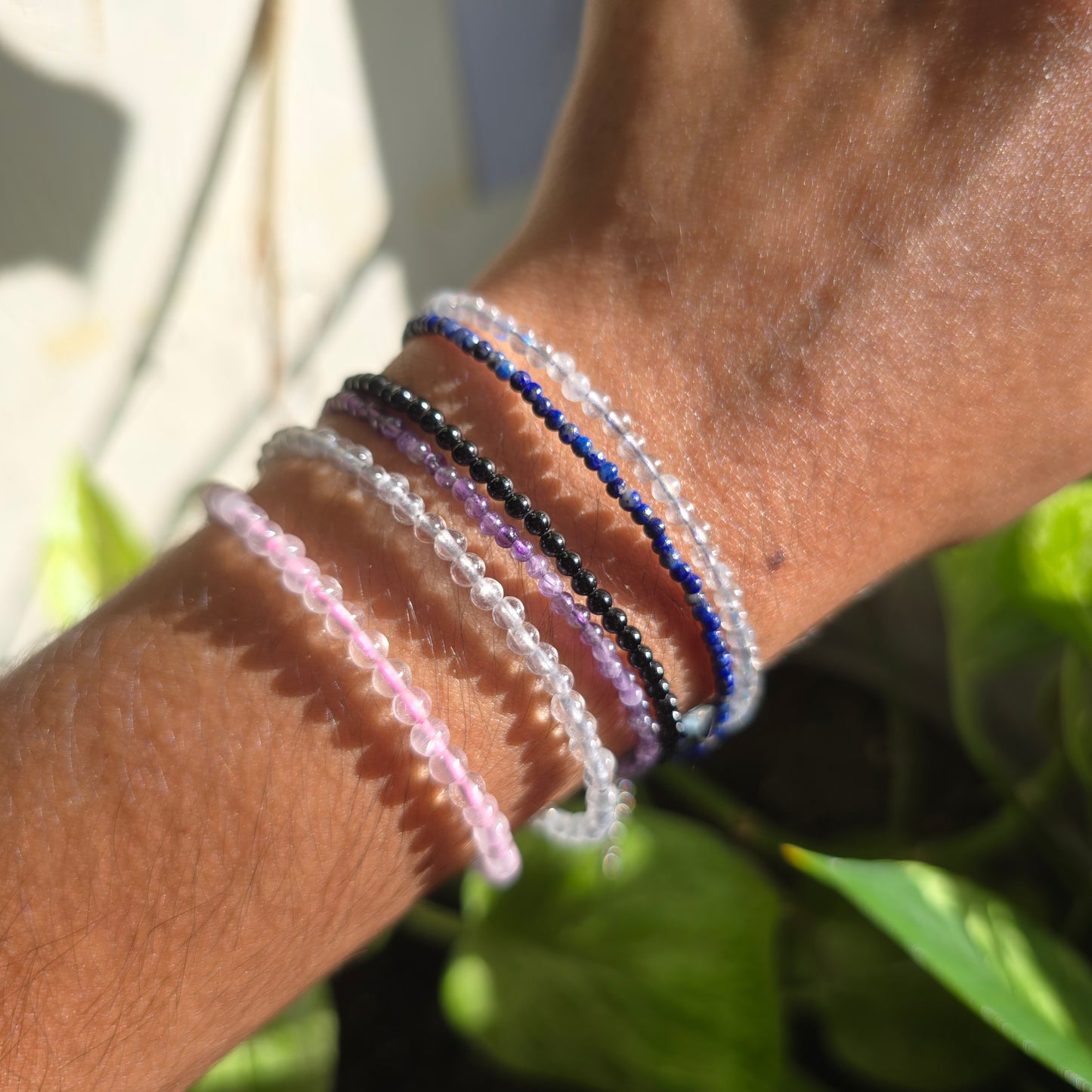 2mm Gemstone Necklace and Bracelet Set