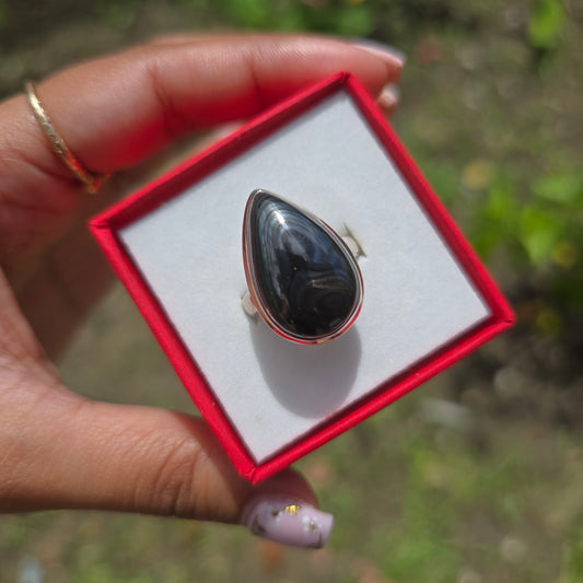 Psilomelane Gemstone Ring - Size 8