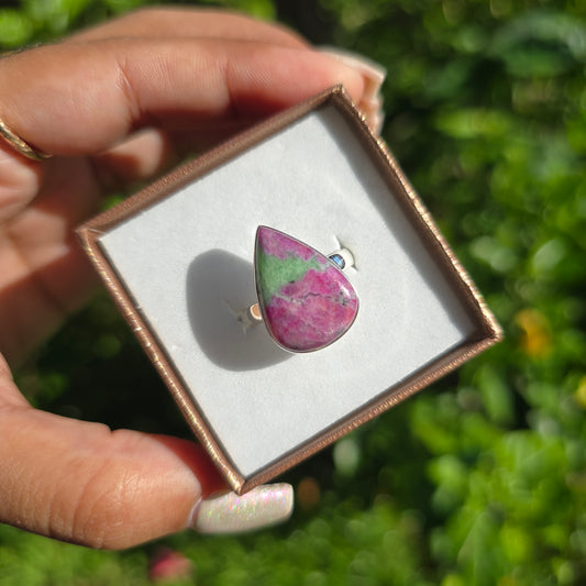 Ruby Zoisite Gemstone Ring - Size 8