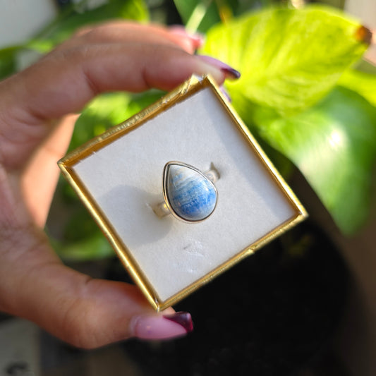 Blue Scheelite Gemstone Ring - Size 7