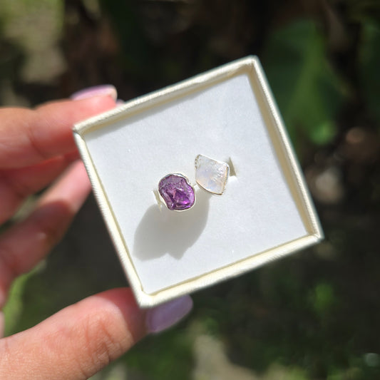 Amethyst and Moonstone Ring - Size 8