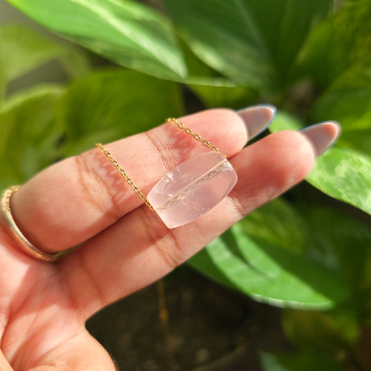 Rose Quartz Barrel Necklace