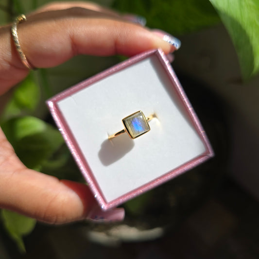 Gold Vermeil Labradorite Ring - Size 7.5