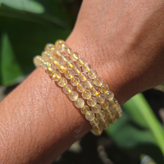 3-4mm Golden Rutile Quartz Gemstone Bracelet