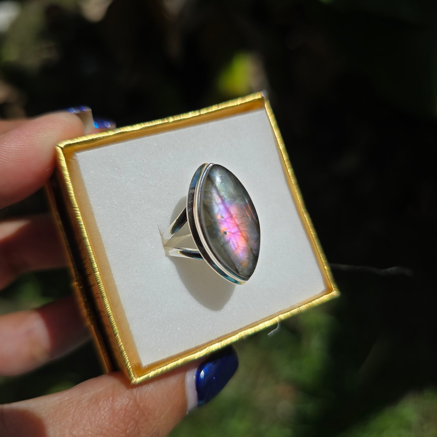 Purple Labradorite Ring - Size 8