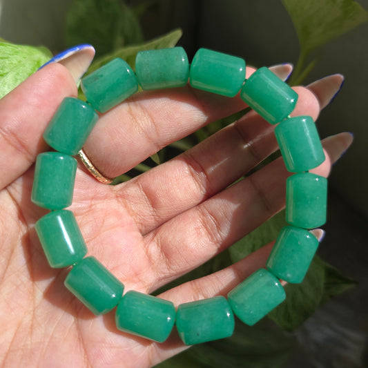 Green Aventurine Barrel Gemstone Bracelet
