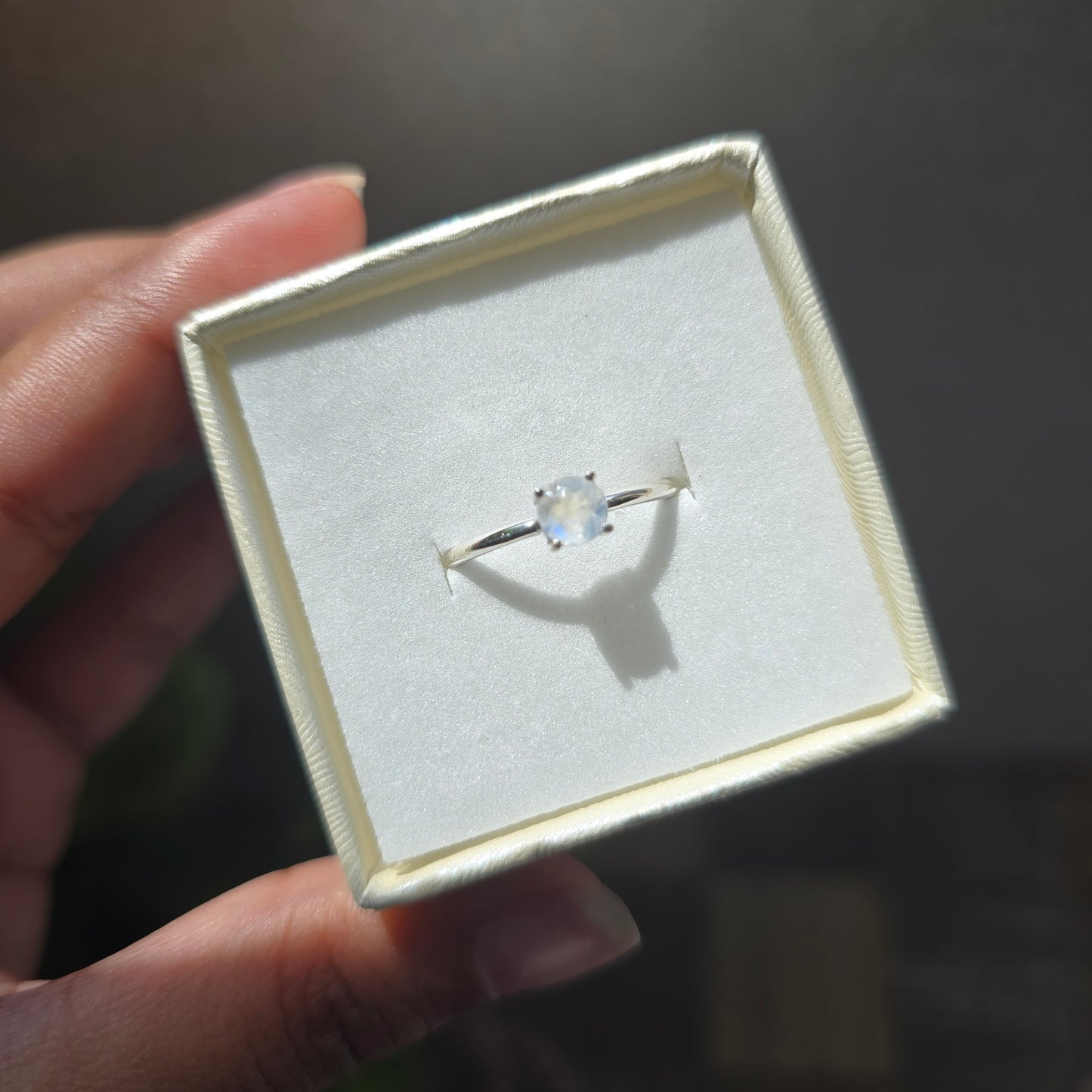 Rainbow Moonstone Ring - Size 7