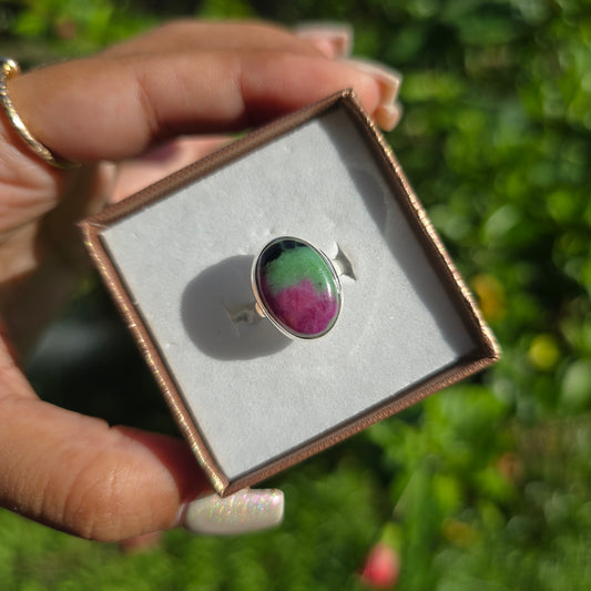 Ruby Zoisite Gemstone Ring - Size 5