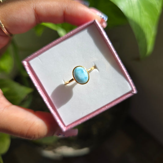Gold Vermeil Larimar Ring - Size 7.5