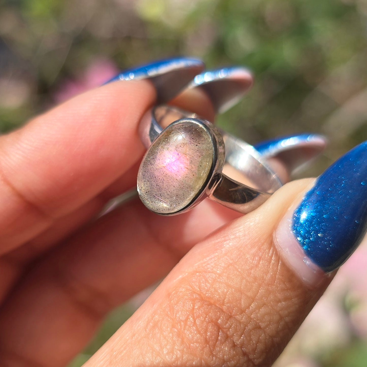 Pink/Purple Labradorite Ring - Size 10